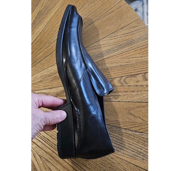 Bacco Bucci Black Leather Square-toe Loafers, Made in Italy, size 10 1/2 main image 5
